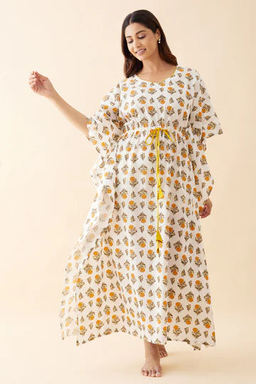 Abstract Printed & Embroidered Nighty