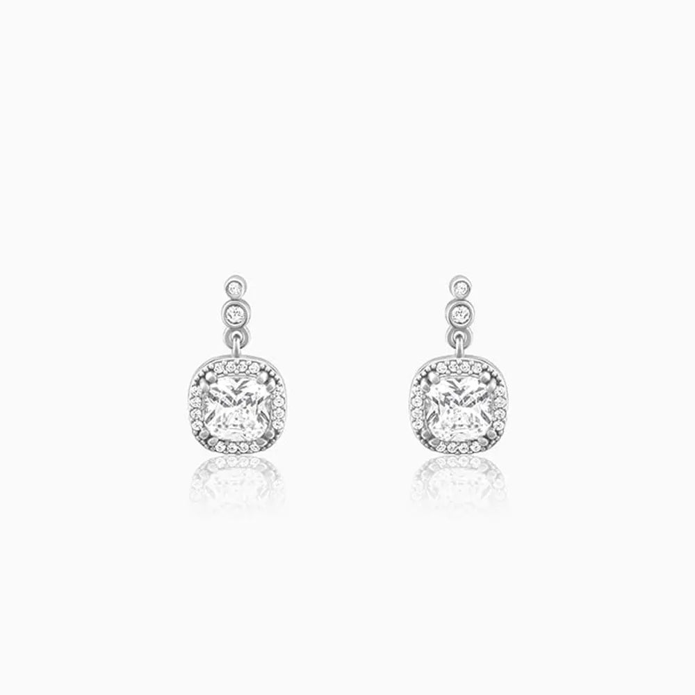 Giva Silver Zircon Halo Earrings