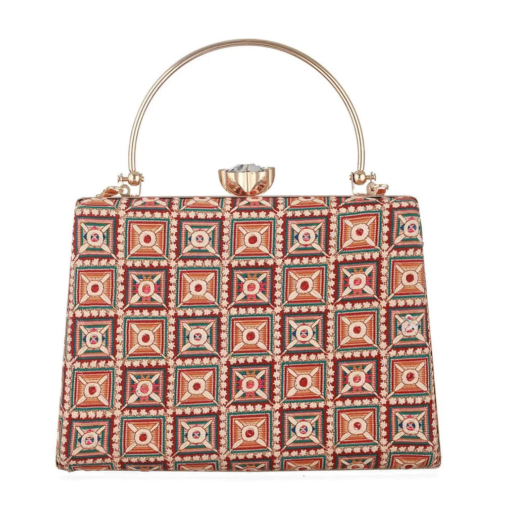 Priyaasi Women's Metal Box Clutch Bag