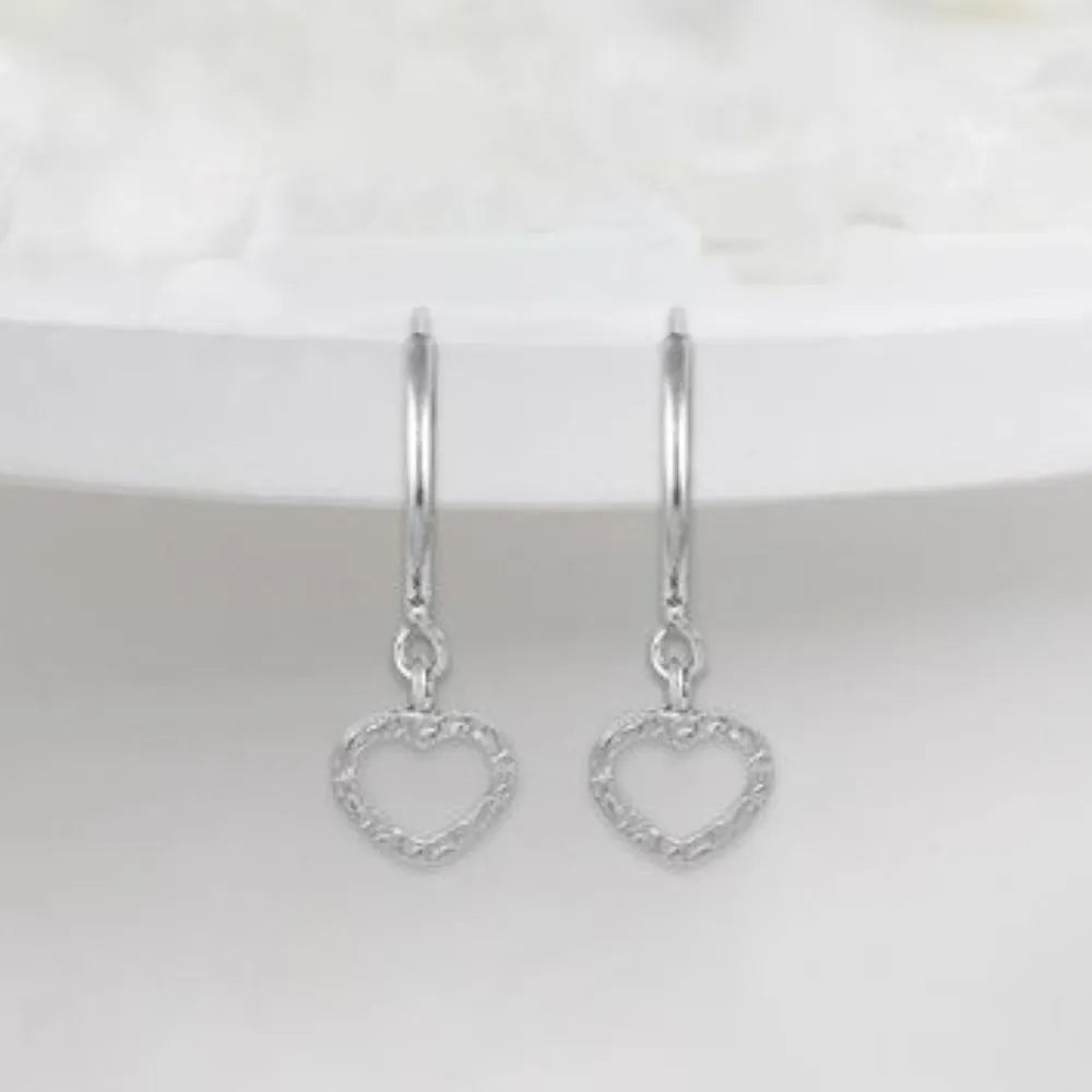 GIVA Silver Small Heart Drop Earrings