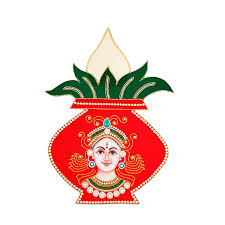 Rangoli Design - 15 x 11 Inches | Velvet Kolam Sticker/ Kalasa Amman Design Muggu Sticker for Pooja Decor
