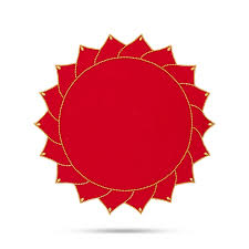 Rangoli Design - 11 Inches | Velvet Kolam Sticker/ Red Colour Muggu Sticker for Pooja Room Decor