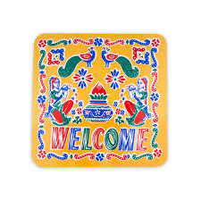 Kolam Sticker - 7 x 7 Inches | 4 Pcs/ Colour Rangoli Sticker for Puja Room Decor/ Assorted Design & Colour