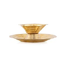 Brass Lamp - 1.5 x 3 Inches | 5 Star Deep with Plate/ Brass Vilakku/ Diya for Pooja/ 25 Gms Approx