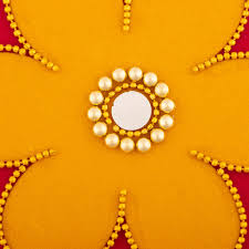 Rangoli Design - 6 Inches | 7 Pcs/ Velvet Muggulu Sticker/ Lotus Design Artificial Rangoli/ Kolam Sticker for Floor