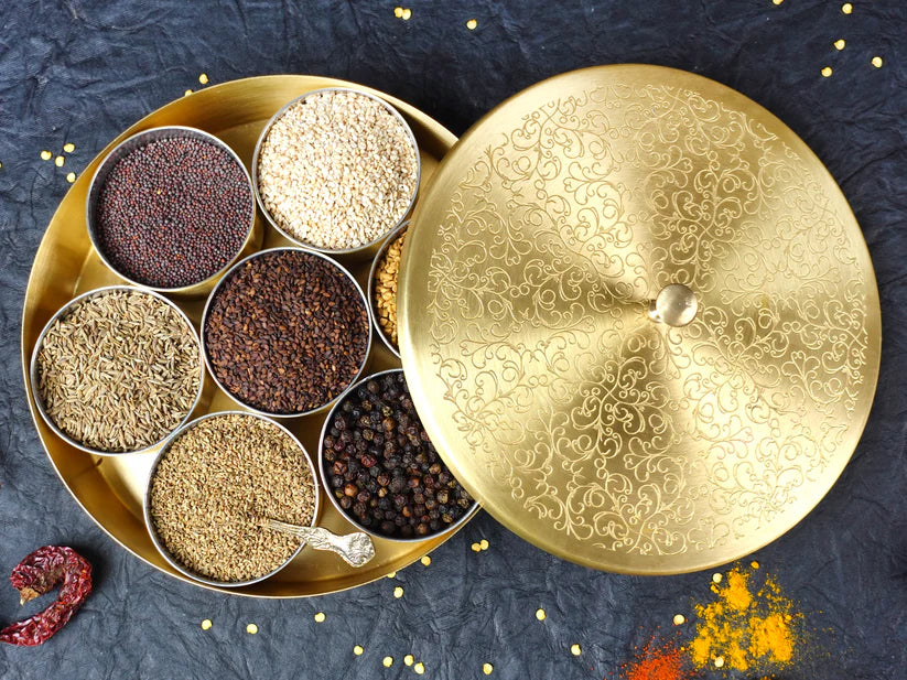 Spice Box - 8" Dia - Mat Finish - Floral