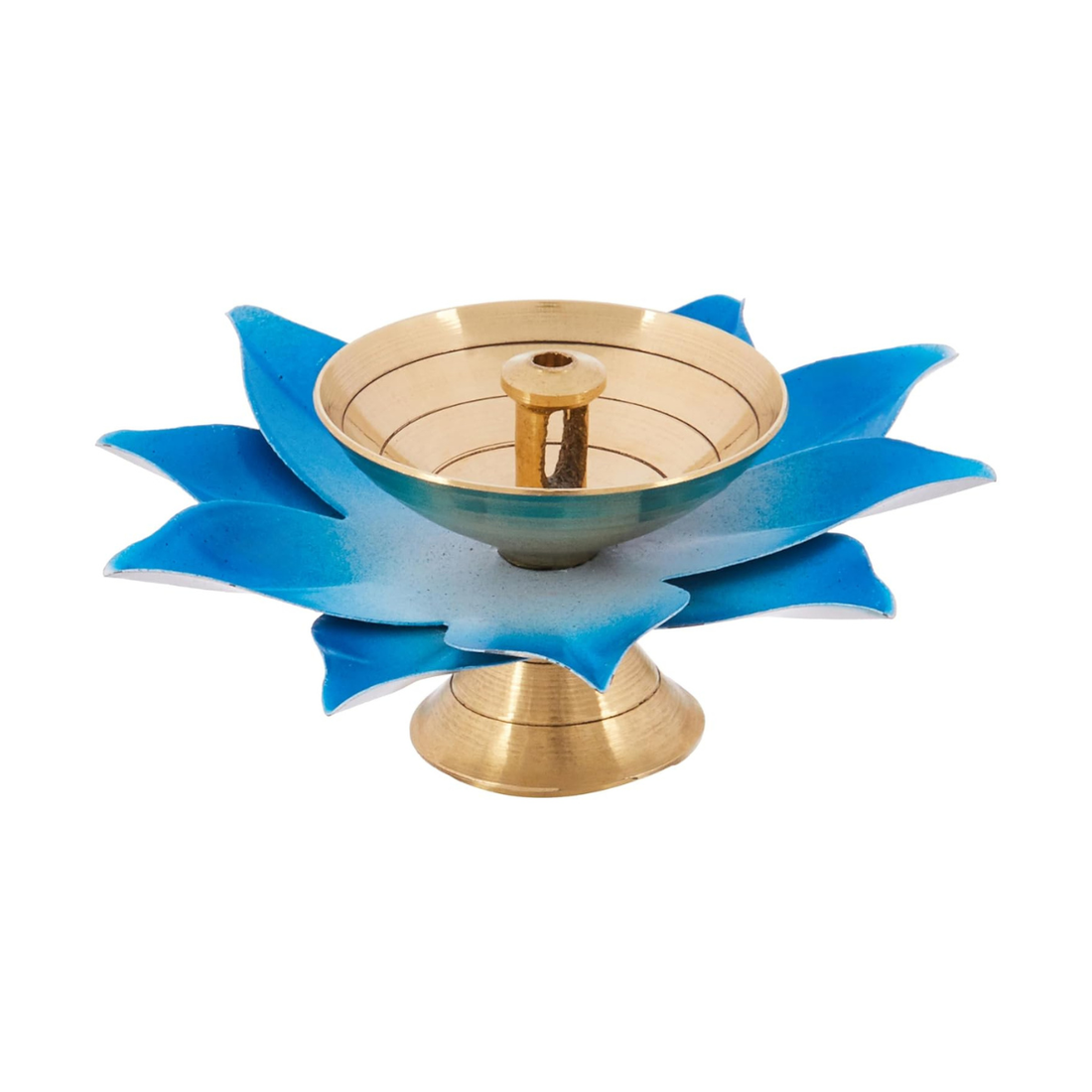 Brass/ Iron Jyot Set of 6 – Multicolor Leaf Design Oil Lamps
