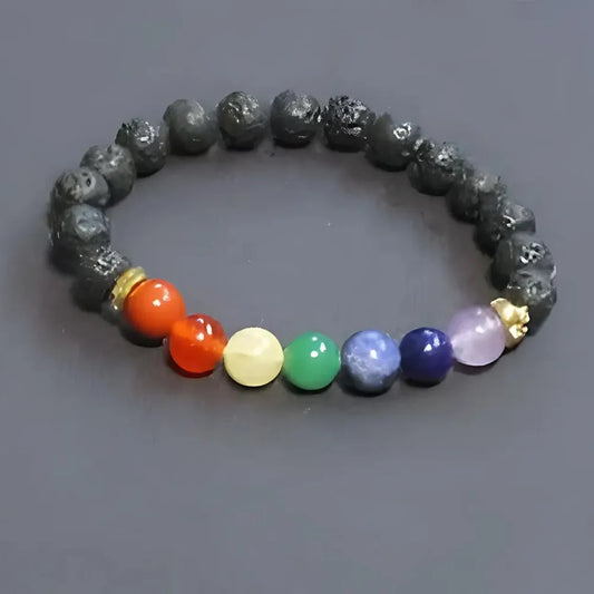 Seetara 7 Chakra Lava Stone Bracelet for Healing & Balance