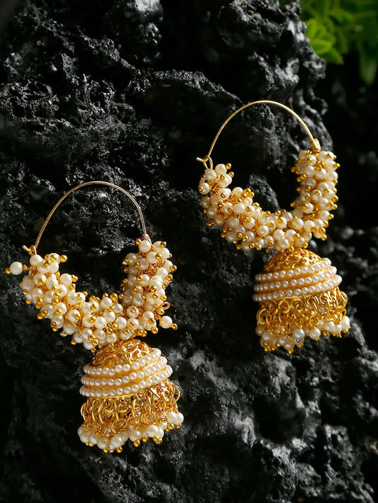 YouBella Fashion Jewellery Gold Plated Pearl Jhumka Earings for Women Traditional Earrings