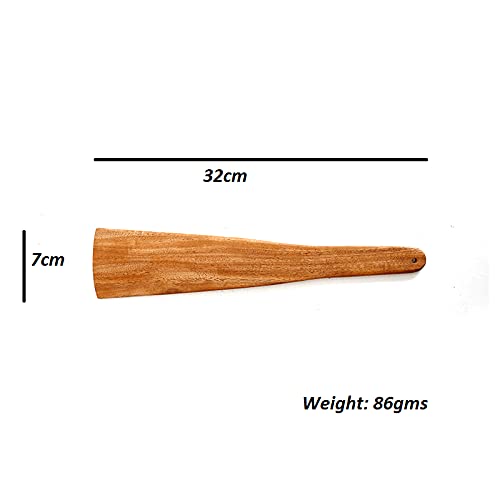 Neem Wood Ladles - Wooden Flip/Spatula/Ladle For Cooking Dosa/Roti/Chapati | Kitchen Tools | No Harmful Polish | Handmade | Cookware - (Neem Wood, Set Of 3) - 25 Cm