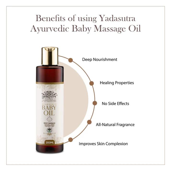 Ayurvedic Baby Massage Oil For Glowing Skin -200ML Natural Oil with Goodness of Sandalwood, Badam, Manjishta & Licorice Everyday Baby Skin Care