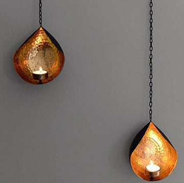 Collectible India Set of 2 Metal Wall Sconces Tealight Candle Holders -Diwali Decorations Items for Home Decor and Diwali Gifts-Wall Hanging Gift Candle -Tea Light Holder