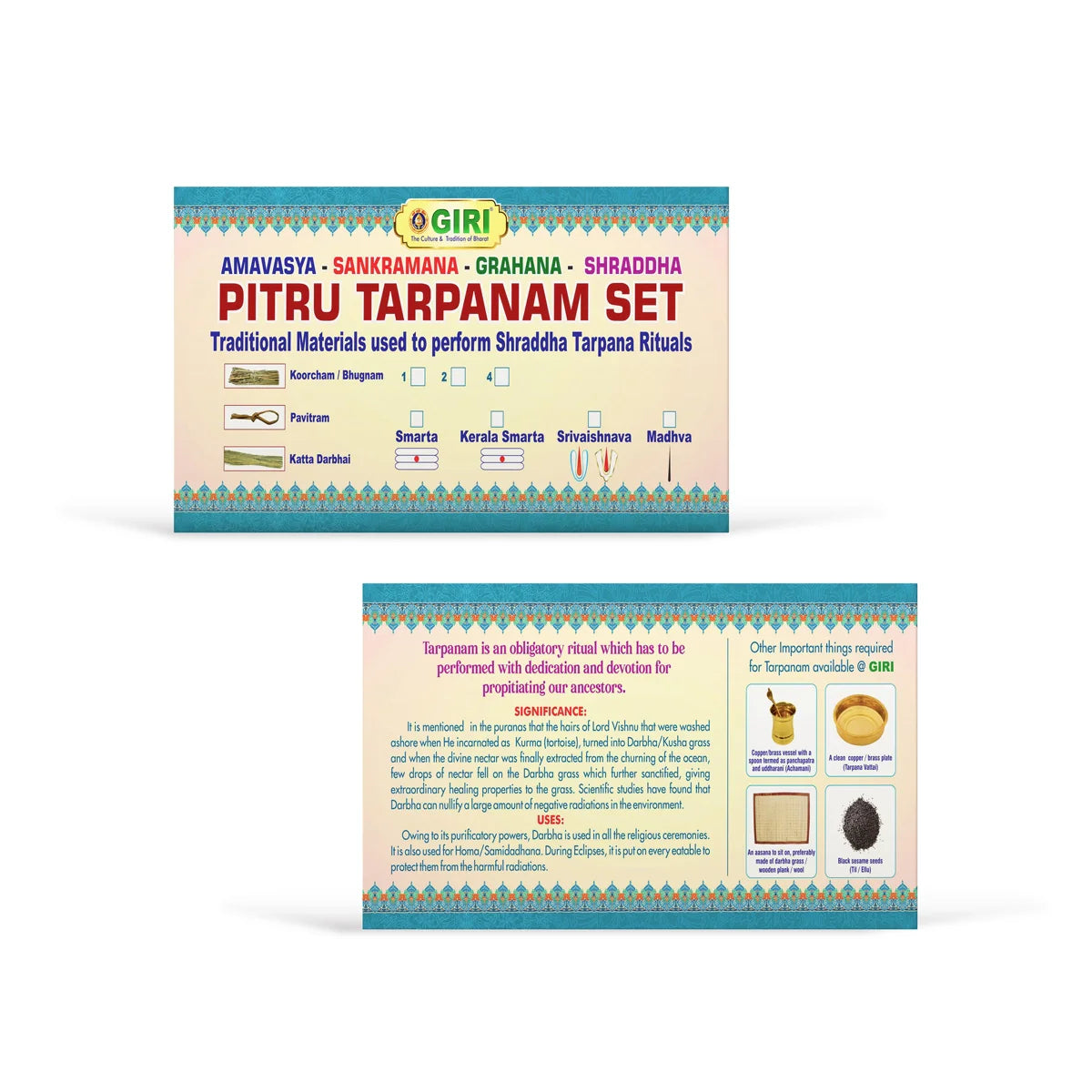 Amavasya - Sankramana - Grahana - Shraddha - Pitru Tarpanam Set | Tharpana Set for Rituals