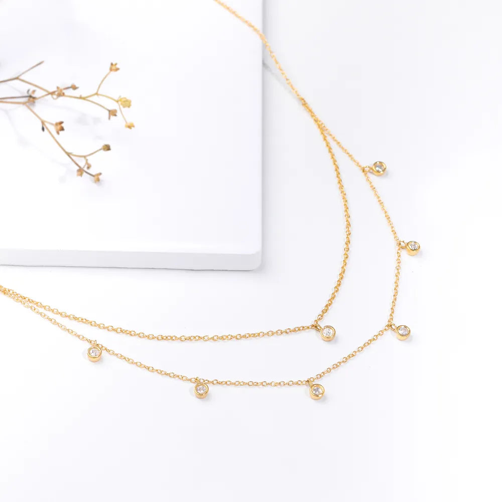 GIVA Golden Dual Layer Zircon Necklace