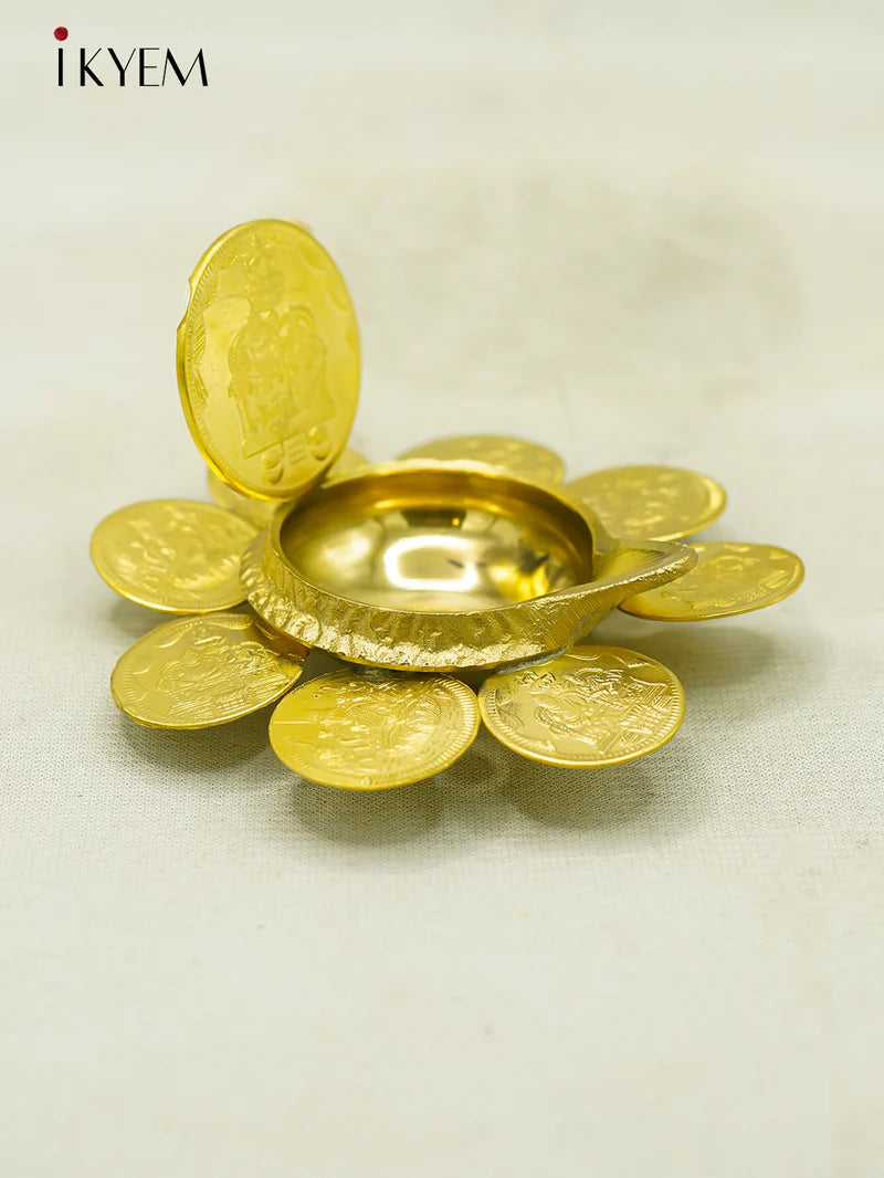 Brass Coin Diya - 4FJ14028