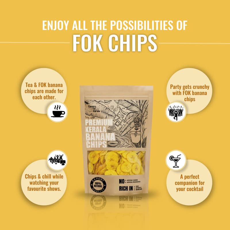 Premium Kerala Banana Chips in Coconut Oil, 300 g | Crispy, Thin-Cut, Preservative-Free Wafers