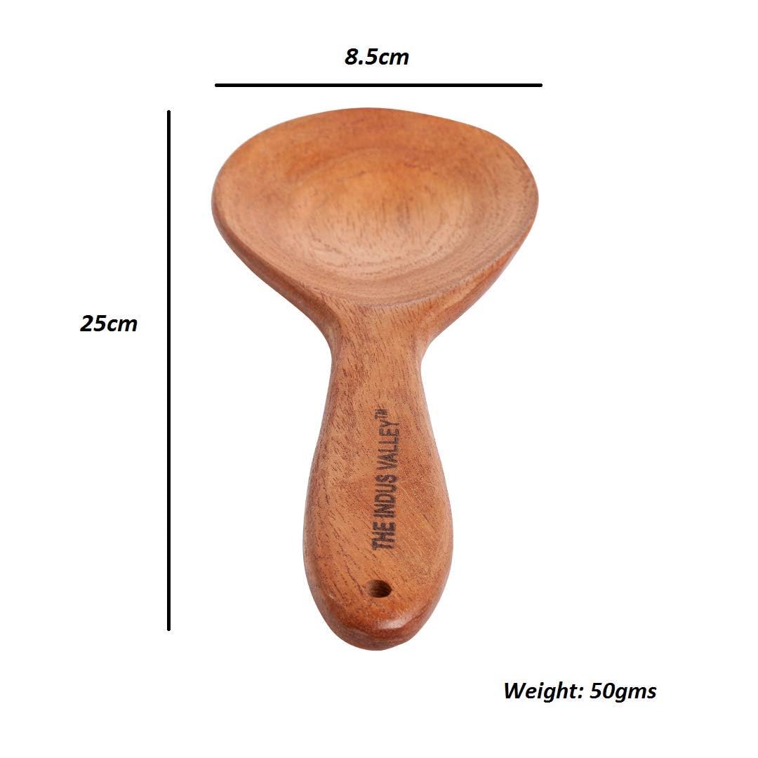 Neem Wood Compact Flip/Spatula/Ladle For Cooking Dosa/Roti/Chapati | Kitchen Tools | No Harmful Polish | Naturally Non-Stick | Handmade (Set Of 5),37CM