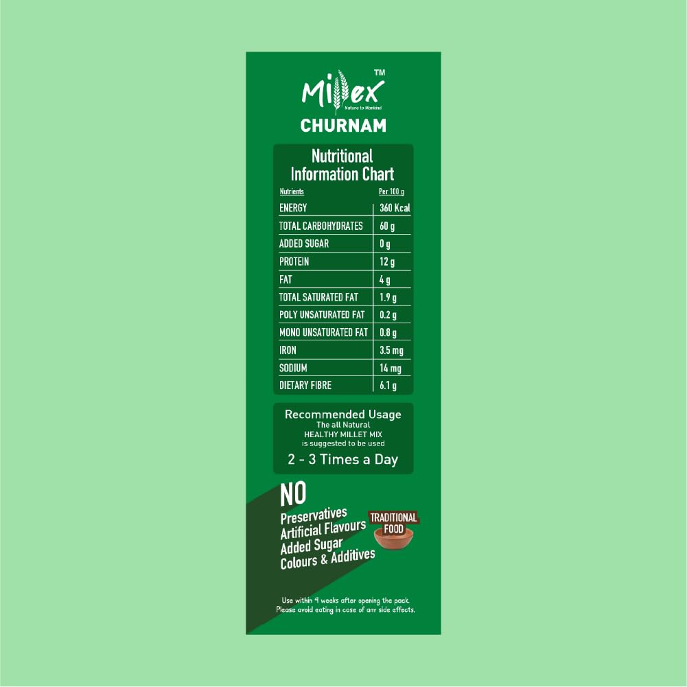 Millet Healthy Mix With Churnam 800G| 30 Natural Nutrition and 18 Herbal Churna Ingredients | Sprouted Cereals,Nuts, & Pulses |No Sugar Organic Multigrain Nutrition Drink | |Porridge Mix