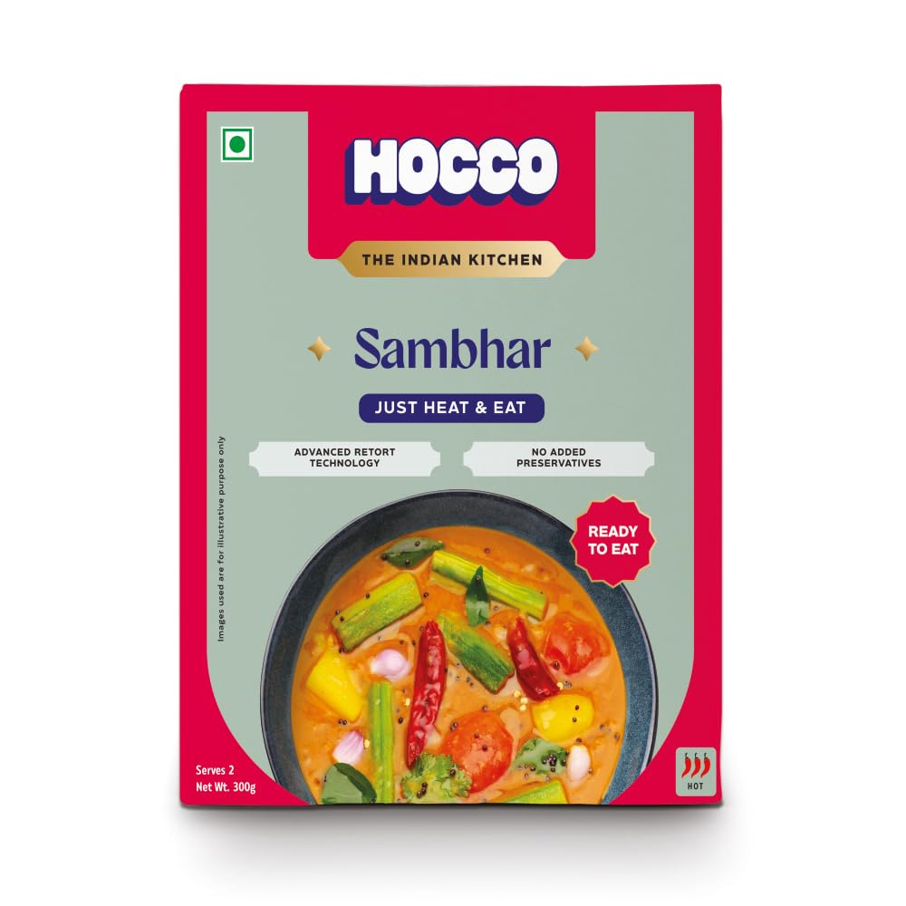 Authentic Sambhar Ready To Eat | Just Heat And Eat | South Indian Food | No Added Preservative & Colours | Meal Ready In 5 Minutes Microwave-Able_Serves 2 (300gm) (Pack Of 1)