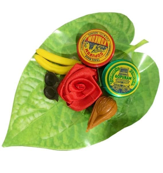 GOPURAM Kumkum and Turmeric Powder THAMBOOLAM Set (2G) TIN Gift Combo pack (40pc Kumkum + 40pc Turmeric) - Pack of 80 Pieces
