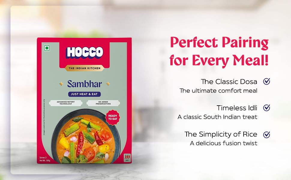 Authentic Sambhar Ready To Eat | Just Heat And Eat | South Indian Food | No Added Preservative & Colours | Meal Ready In 5 Minutes Microwave-Able_Serves 2 (300gm) (Pack Of 1)