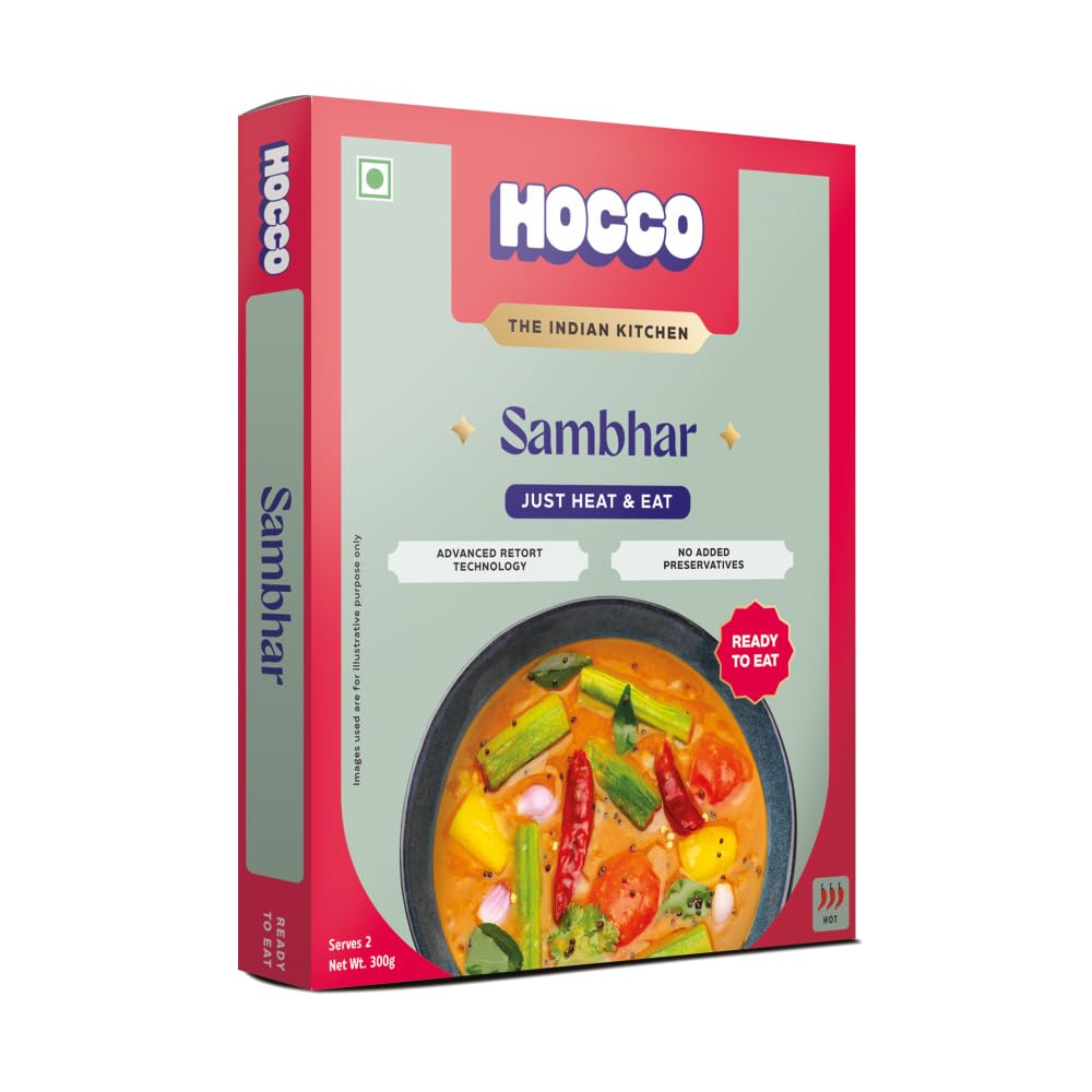 Authentic Sambhar Ready To Eat | Just Heat And Eat | South Indian Food | No Added Preservative & Colours | Meal Ready In 5 Minutes Microwave-Able_Serves 2 (300gm) (Pack Of 1)