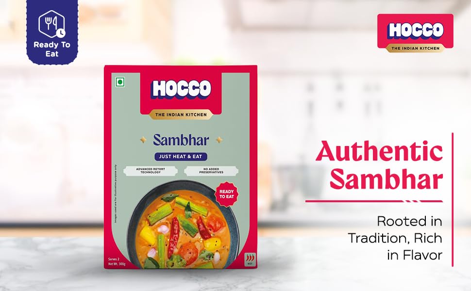 Authentic Sambhar Ready To Eat | Just Heat And Eat | South Indian Food | No Added Preservative & Colours | Meal Ready In 5 Minutes Microwave-Able_Serves 2 (300gm) (Pack Of 1)
