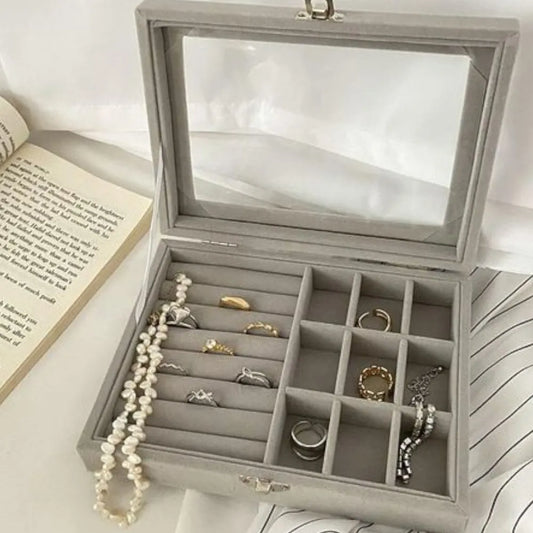 YouBella Velvet Clear Lid Jewellery Organizer Box