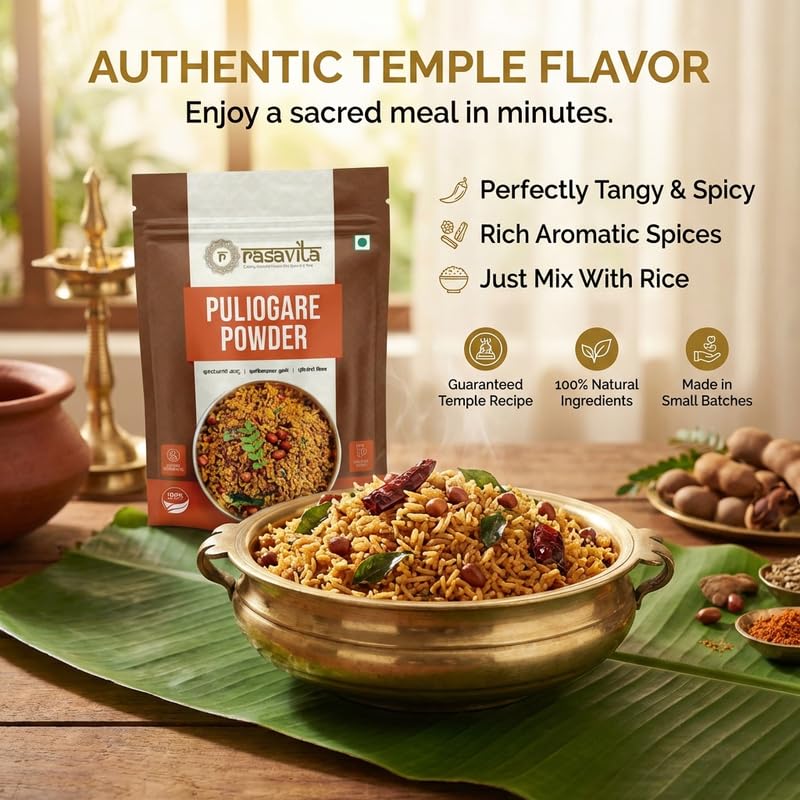 Puliyogare Powder | Tamarind Rice Masala | South Indian Spice Mix | Natural Ingredients | No Preservatives, No Artificial Colours | 100g Pack Of 3 FBA