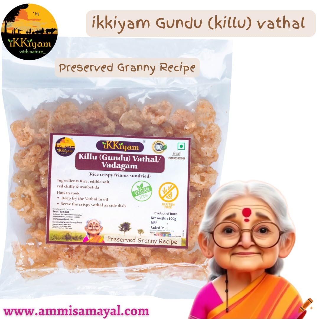 Combo of Sun-Dried Kuchi Neetu Vathal and Killu Gundu Vathal | Rice Vadagam and Pirandai Vathal | Nalleru Cissus Hadjod Veldt Grape Crisps | Bone Health Knee Pain Relief3 Packs x 100g