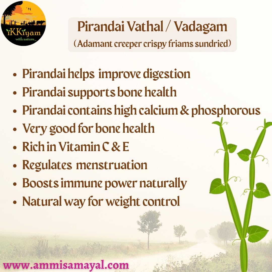 Combo of Sun-Dried Kuchi Neetu Vathal and Killu Gundu Vathal | Rice Vadagam and Pirandai Vathal | Nalleru Cissus Hadjod Veldt Grape Crisps | Bone Health Knee Pain Relief3 Packs x 100g