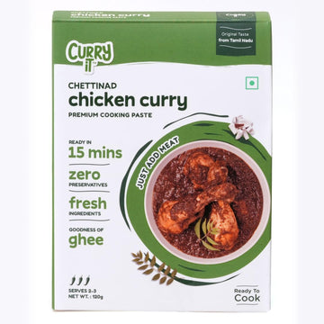 Chettinad Chicken Curry Paste | Ready to Cook in 15 mins | Just add Fresh Mutton, Meat, Fish | Goodness of Ghee | No Preservatives | Eat with Chawal Roti | Indian Masala Gravy 120g