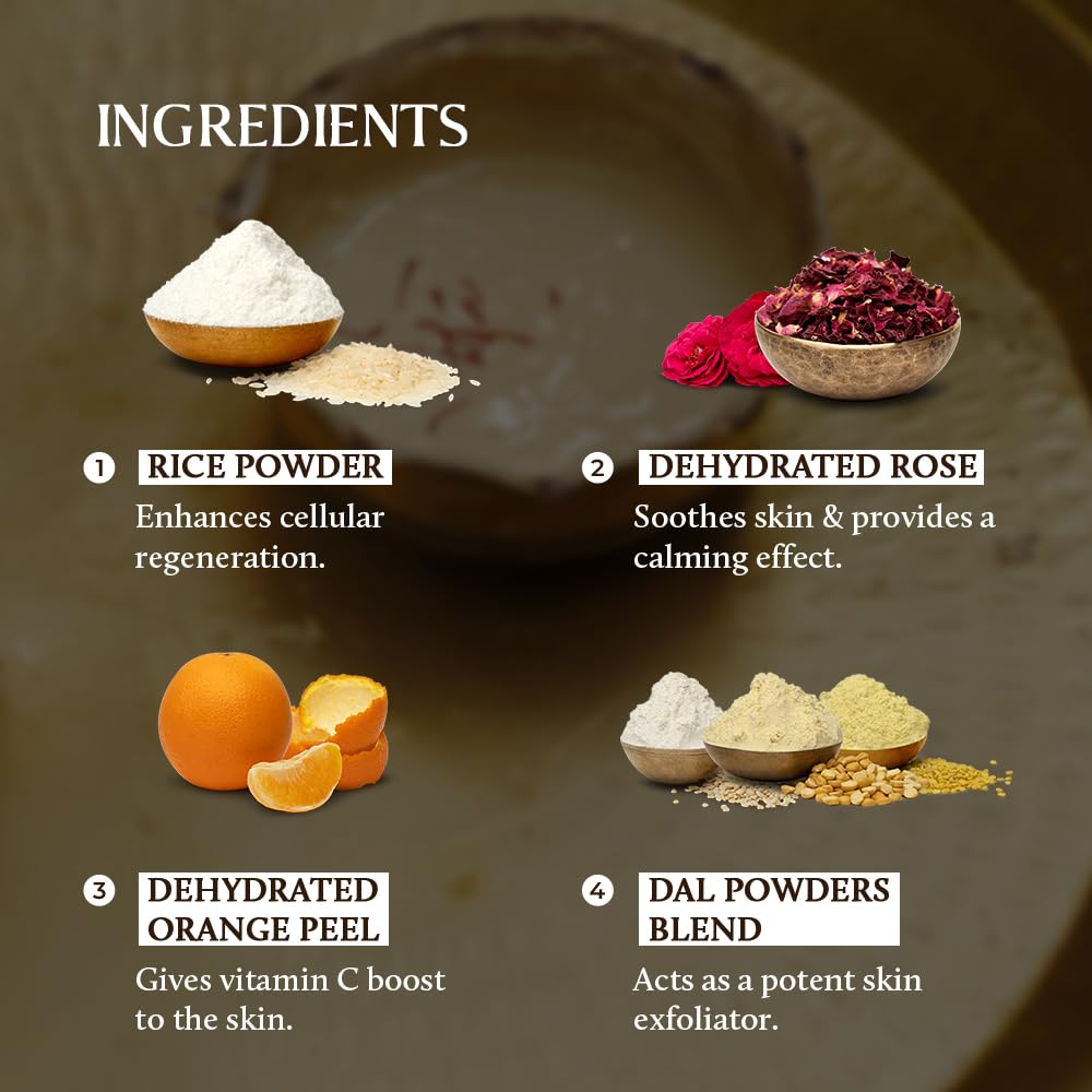 Rituals Handmade by Grandmas Baby Ubtan (Natural Bath Powder) | 250 Grams | Blend for Gentle Exfoliation & Nourished Skin | Ubtan for Kids | Baby Bath Powder for Glowing Skin, Tan Removal, & Skin Lightening| Pure & Natural Ingredients