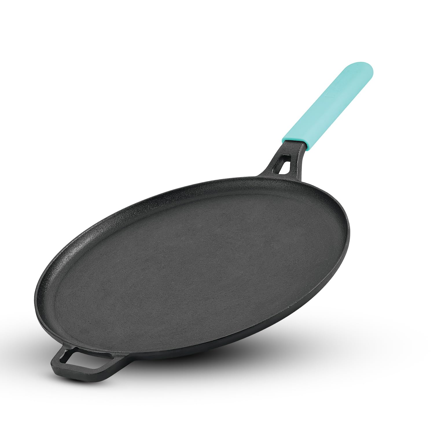 Eco Cast Iron 28cm Dosa Tawa, for Healthy Cooking, Pre-Seasoned, Even Heat Distributor, Retains Heat to Enhance Flavor, Durable, Comes with Silicone Sleeve, Induction Bottom, Gas Stove Ready