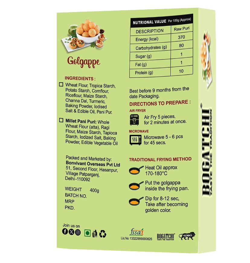 Ready-to-Eat Pani Puri Pellets 400g | Fry or Microwave Golgappa Papad | Instant Pani Poori Kit | Crispy & Hygienic Street Food Snack | Made with Premium Ingredients | Jumbo Family Pack
