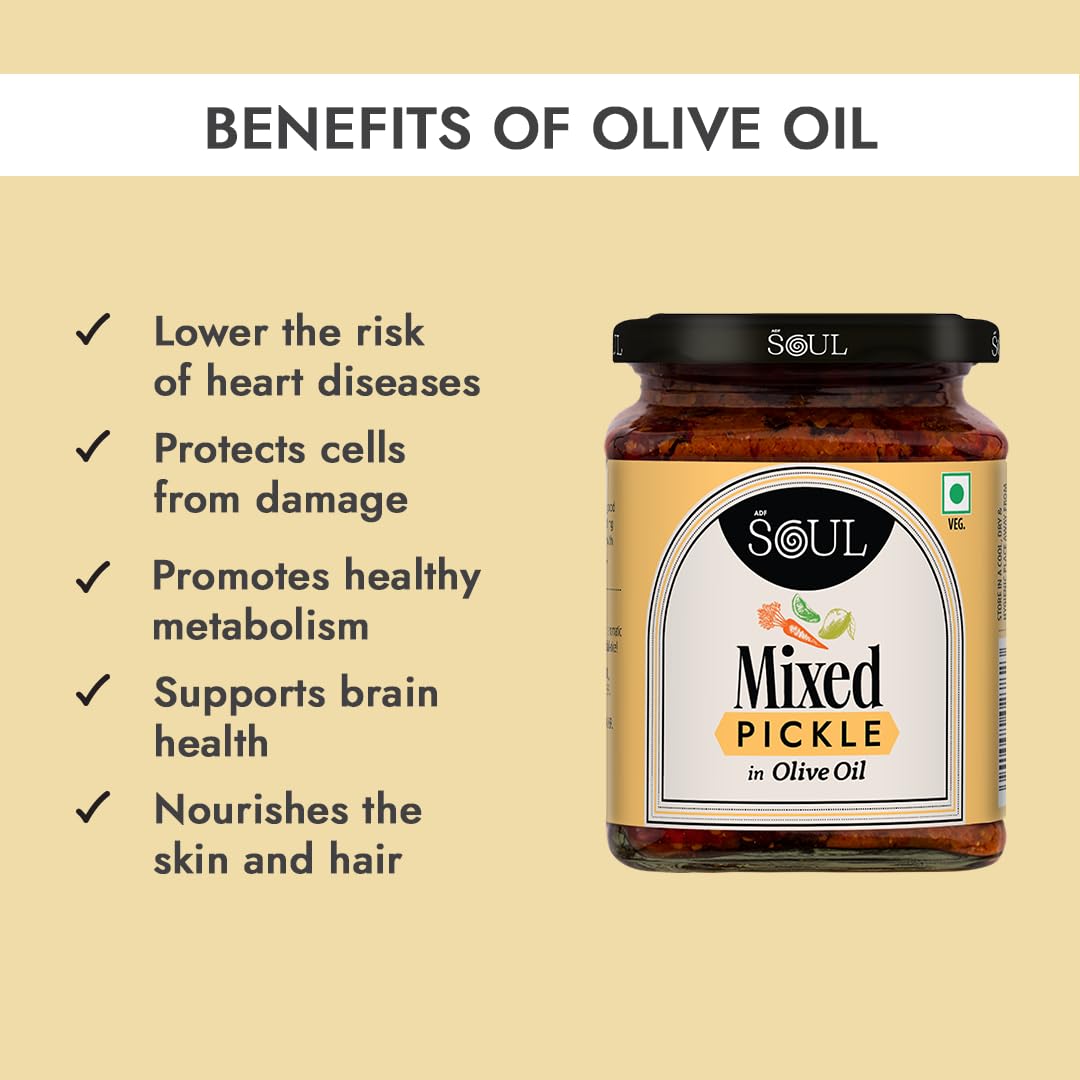 Mixed Pickle | Spicy, tangy & textured | A flavour-packed mix of veggies in 100% Olive Oil. | 275 g