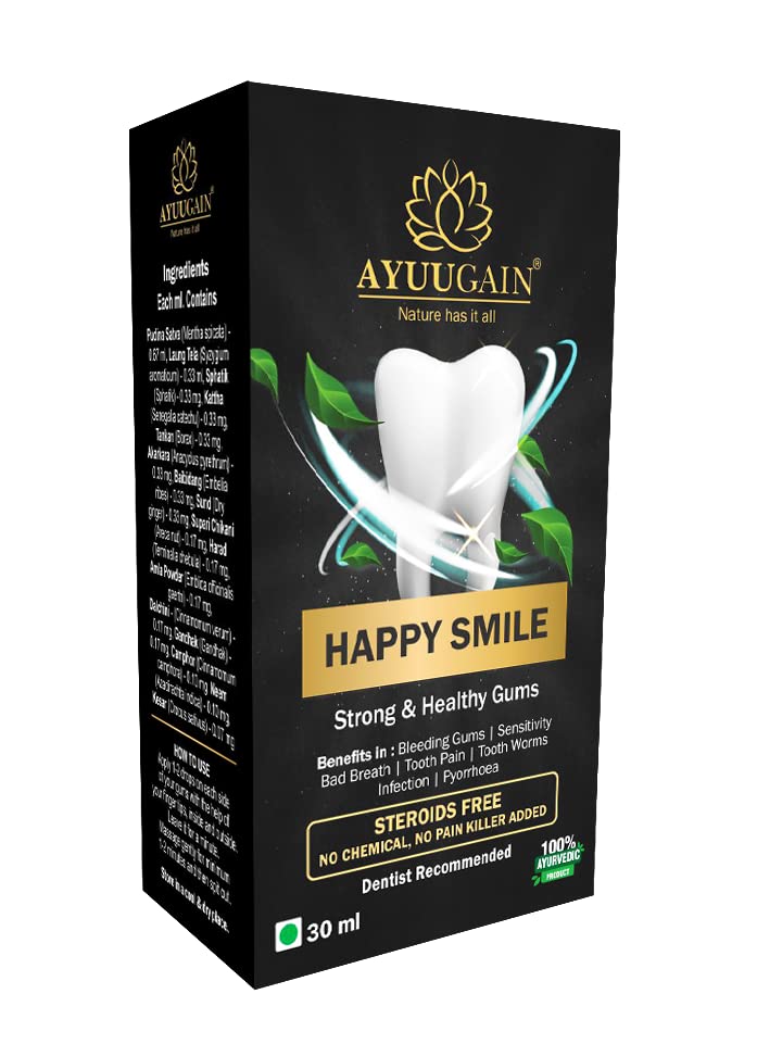 Happy Smile Gum Paint 30ml | Ayurvedic Oral Care for Strong Teeth & Healthy Gums | With Clove Oil (Laung), Pudina Satva | Supports Fresh Breath, Gum Care & Daily Oral Hygiene