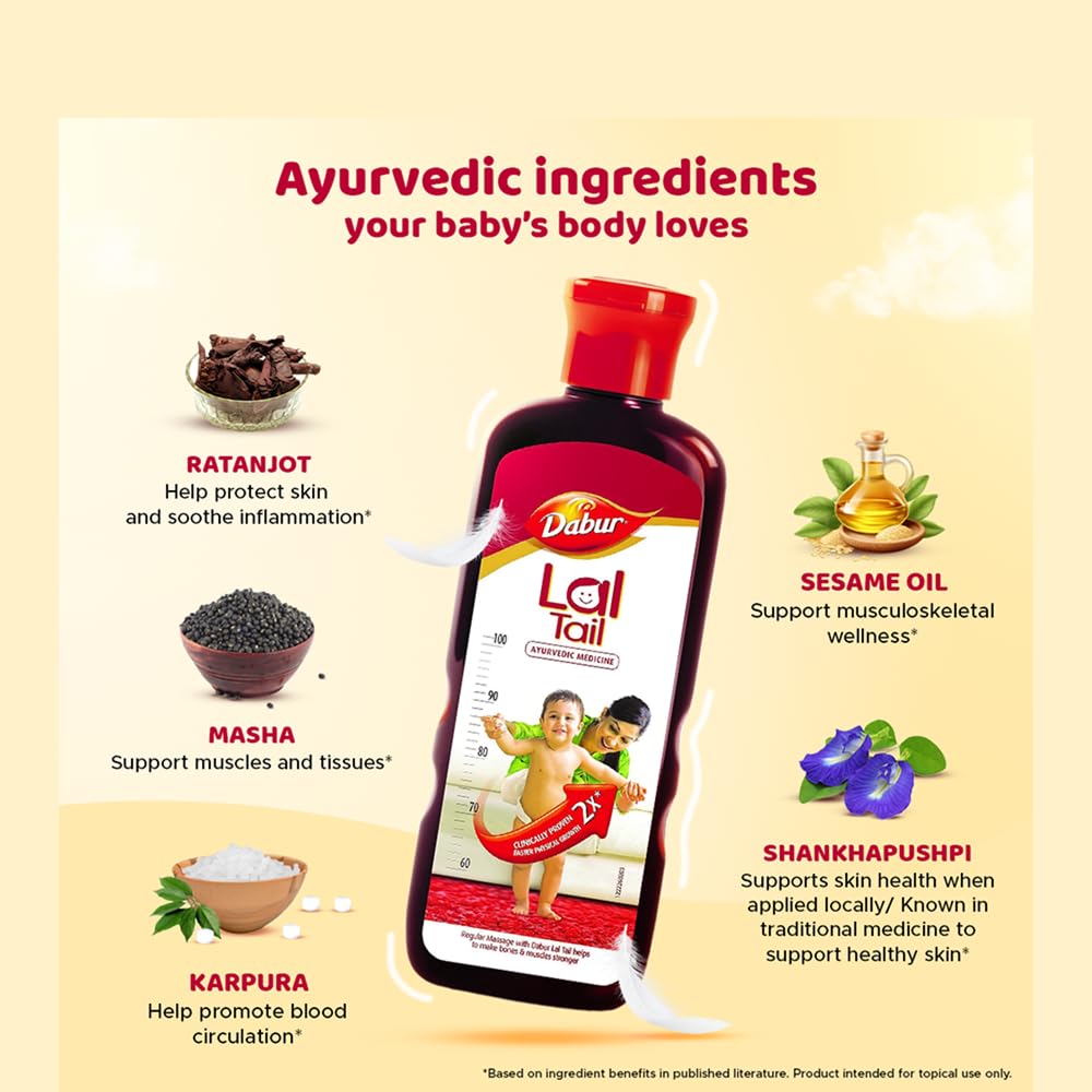 Lal Tail : Ayurvedic Baby Massage Oil 500Ml|Clinically Tested 2X Faster Physical Growth For Stronger Bones And Muscles