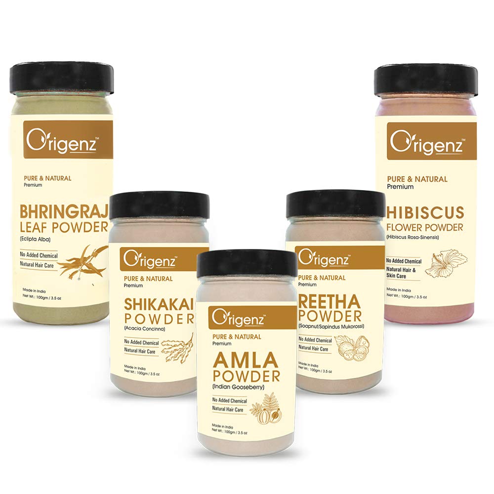 Hair Care 5 Powders Combo 500gm - Amla Reetha Shikakai Bhringraj Hibiscus Powder Pack for Wash, Healthy Scalp, Nourishment, Mask, Helps to Control Dandruff, Hairfall | Natural Cleanser | In Jar (100 gm X 5)