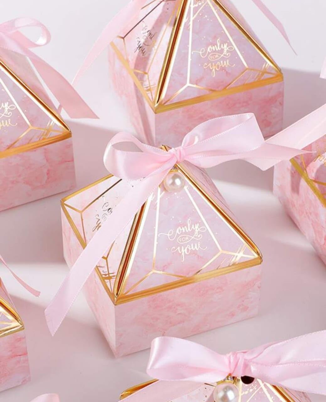 20pcs Small Diamond Gift Boxes for Packaging/Gift Boxes for Gifting,hamper boxes for gift empty,gift hamper box for gifting,return Gifting,Chocolates, Dry Fruits, Wedding & Pooja Gifts. (20 Pcs Pink With Ribbon)