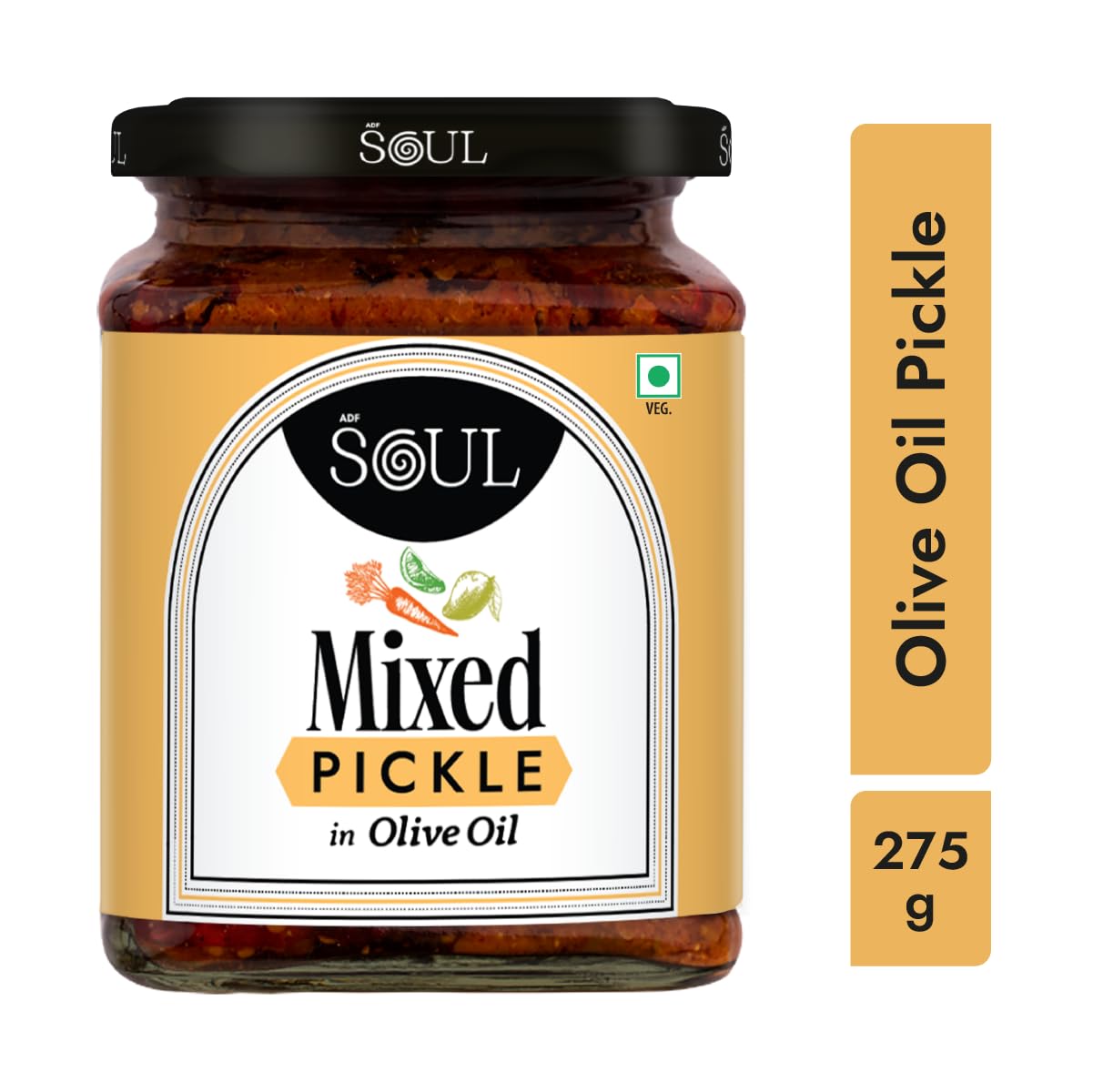 Mixed Pickle | Spicy, tangy & textured | A flavour-packed mix of veggies in 100% Olive Oil. | 275 g