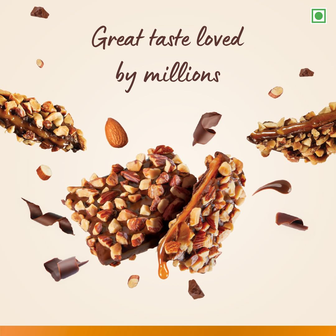 Almond Brittle Gold Choco Box 14 Pcs (Pack of 1) | Premium Chocolate Gift Hamper|Choco & Nut Dryfruit Delicacy|Roasted California Almonds (40%),Dark Choco,Salted Caramel,Any-Time Snack
