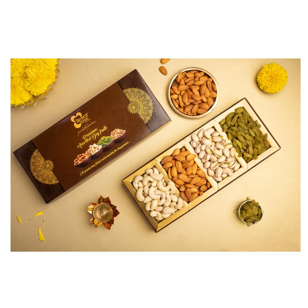 Premium 4p-150g|Fresh & Healthy Dry Fruits and Nuts for Coworkers,Relatives&Friends | Almond, Cashewnut, Salt Pista, Kishmish | Ideal gift box for all celebration| Corporate Gifts | Premium Dry Fruit Gift Hamper