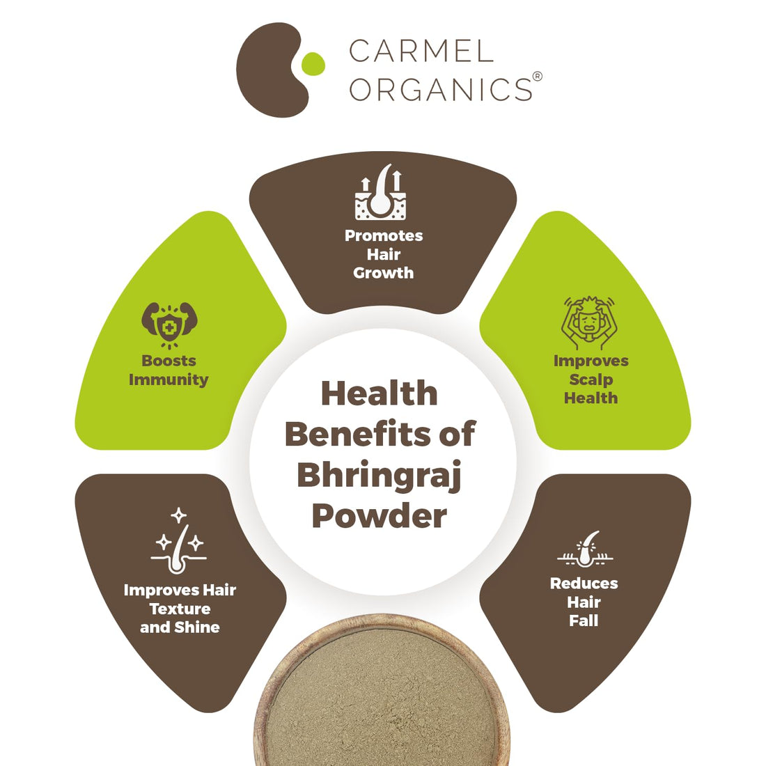 Bhringraj Powder 227 Grams for Hair Care for Hair Growth, Scalp Health & Dandruff Control | Natural | No Added Preservatives and Additives| Karisalankanni