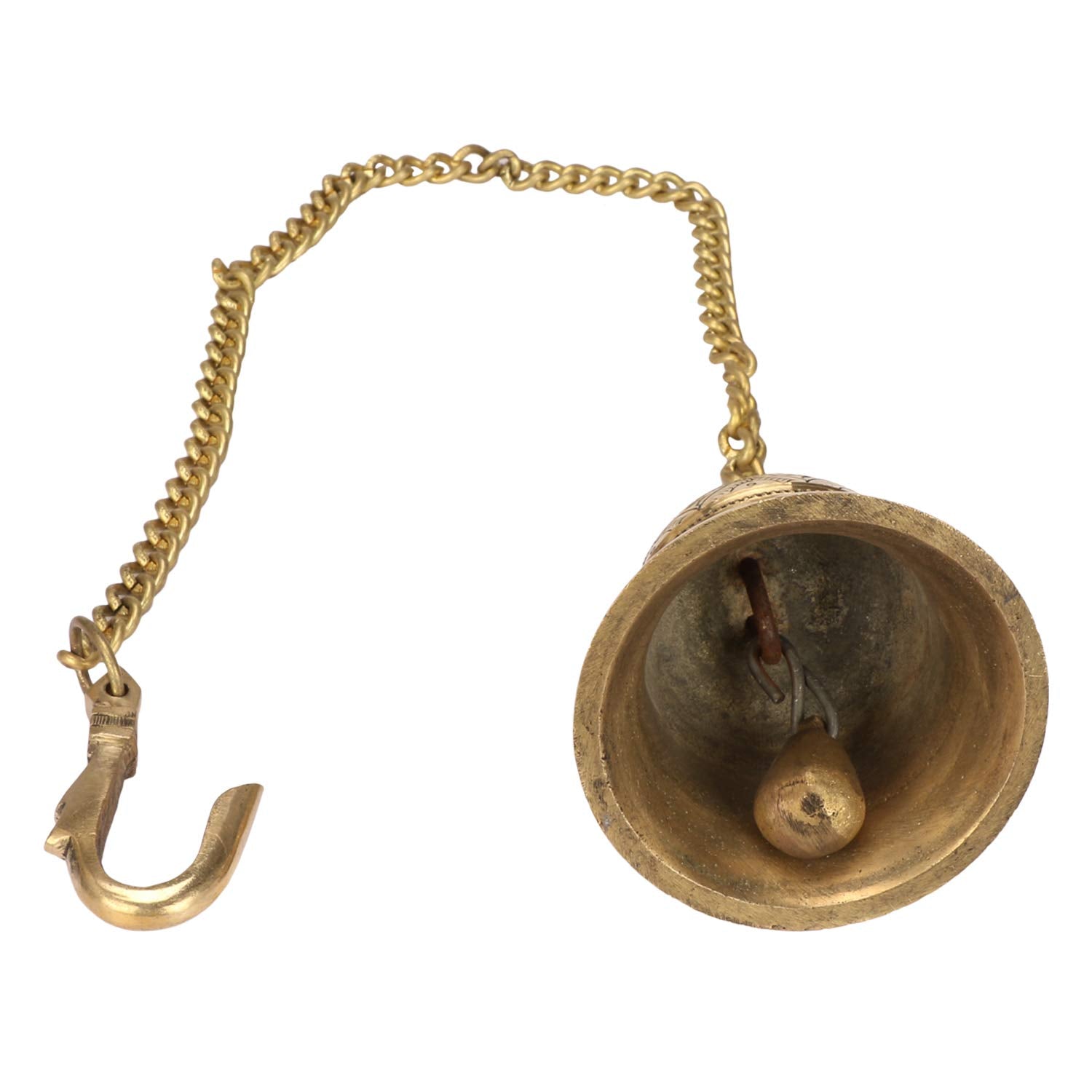 Brass Hanging Bell with Chain Ghanti for Home Mandir Fine Bell for Pooja Room(3x4 Inches with Chain 20 Inch Medium)