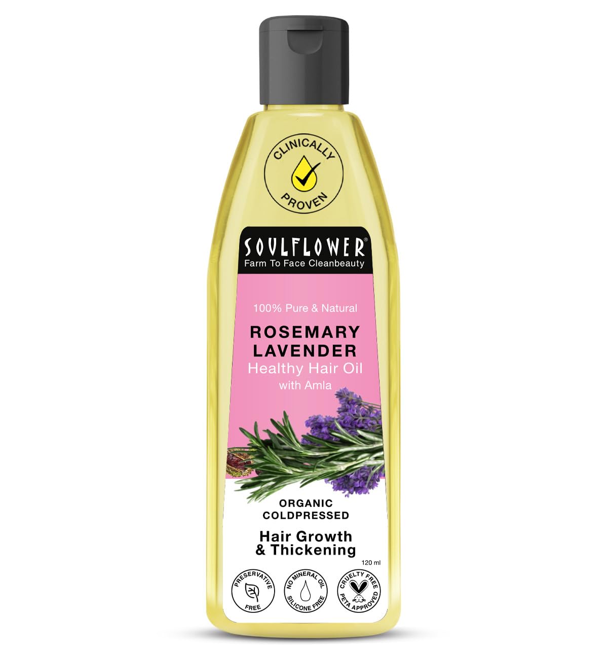 Rosemary Lavender Hair Oil For Healthy Hair, Scalp Nourishment, Hair Growth - 100% Pure & Natural Undiluted Cold Pressed Oil, 120Ml
