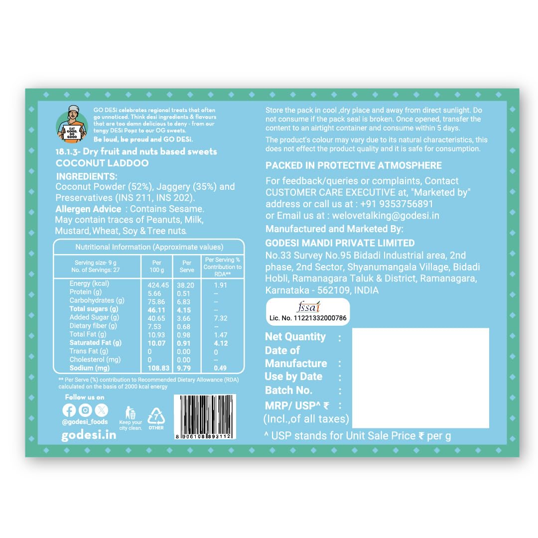 aggery Coconut Laddu - 200 grams | With Goodness of Jaggery | No Artificial Flavours | Sweets | Laddoo