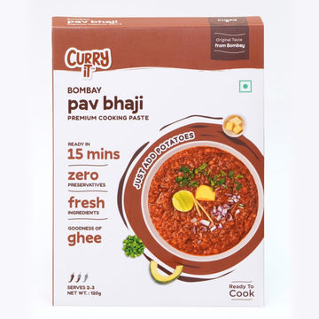 Instant Bombay Pav Bhaji Masala Curry Paste | Just Add Aloo (Potato) | Ready in 15-30 Mins | Indian Food Made with Ghee | No Preservatives | Ready To Cook Indian Masala Wet Marinade 120g