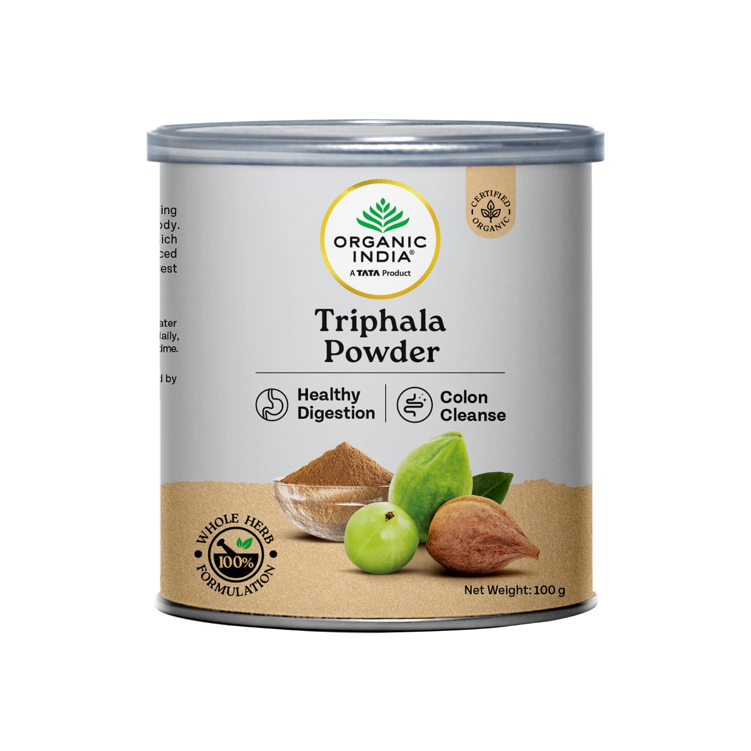 Triphala Powder - 100g, Supports Immune System, Colon & Digestion, For Balanced Bowel & Gut Health, Contains Bioactives and Antioxidants, GMP & NPOP Certified Organic