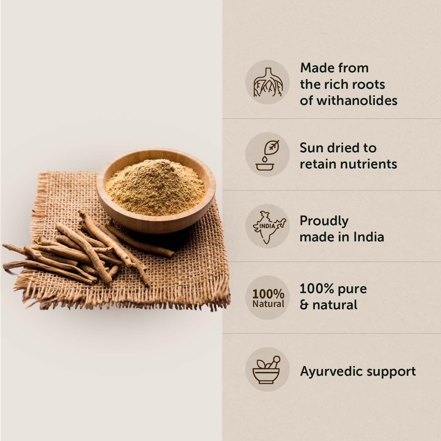 Ashwagandha Powder - 100 Gm | Ayurvedic Support for Stress Relief, Mental Calmness & Anxiety Issues | Support Strength & Energy | Certified